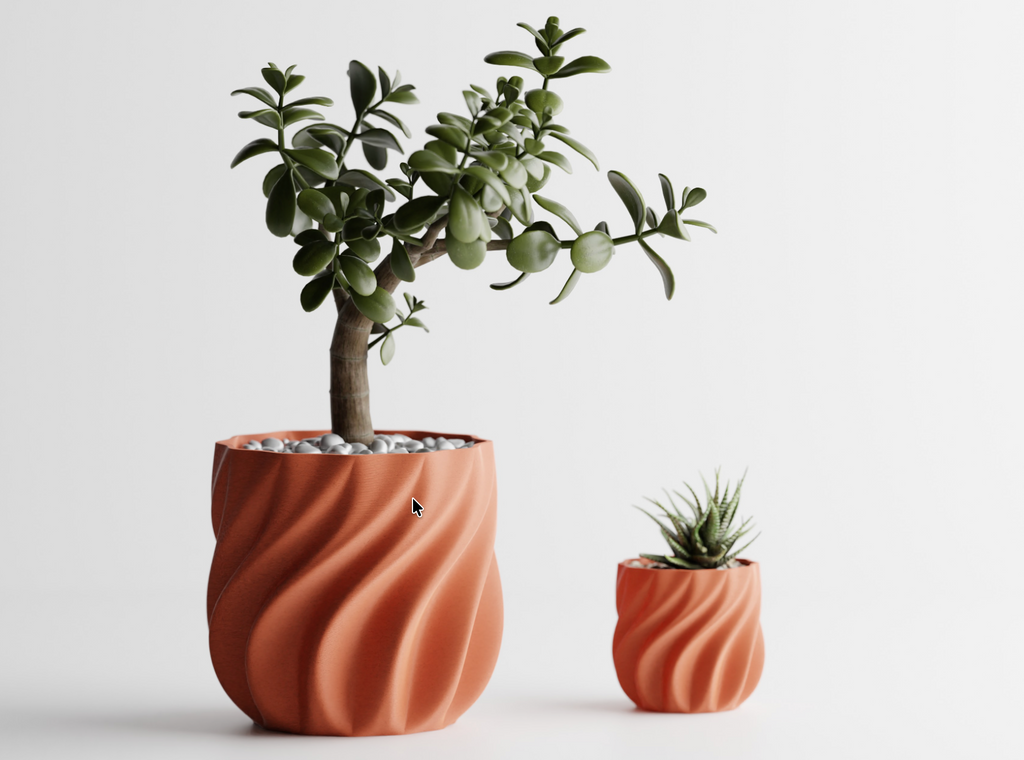 Plant Pot smooth ribs curved