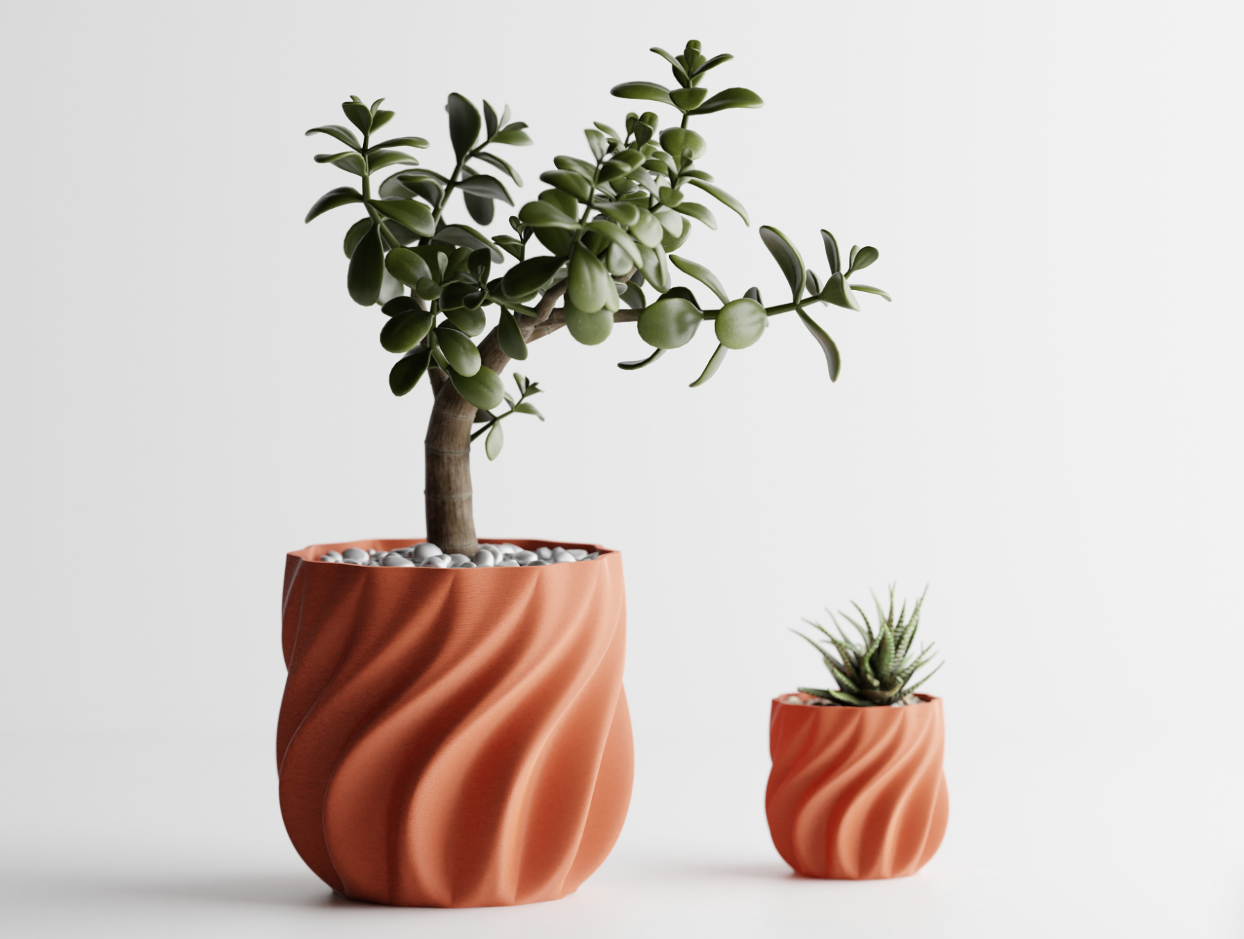 Plant Pot smooth ribs curved